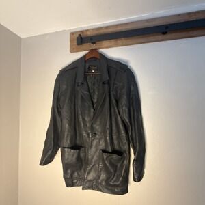 Vintage Siena New York Leather Blazer Jacket Women's Medium Dark Green Lined